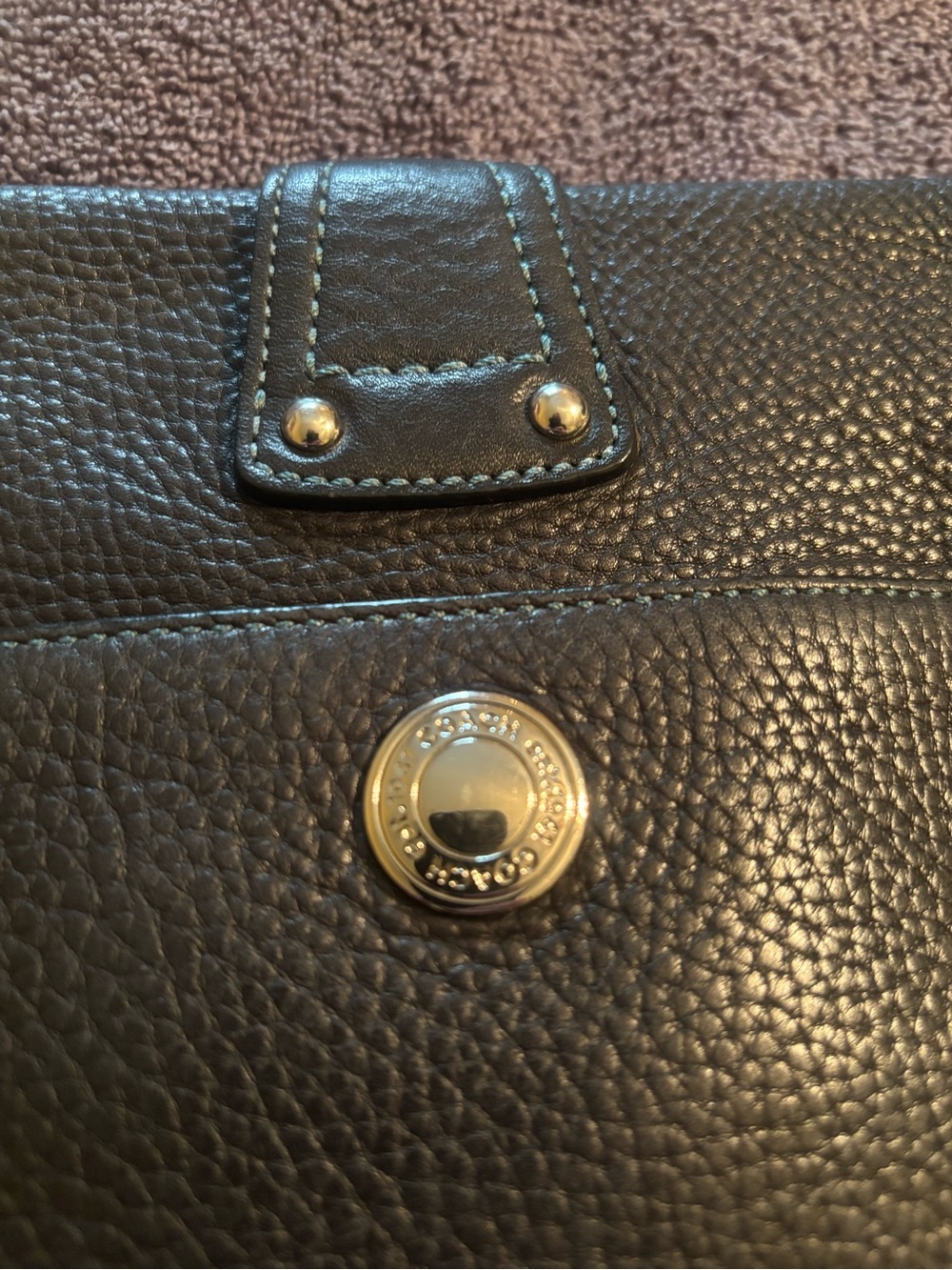 Women's Coach Black Leather Shoulder Bag with Tan Strap - Picture 3 of 6
